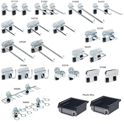 Triton Products LH3-KIT LocHook 30-Piece Zinc Plated Steel Hook and Bin Assortment for LocBoard