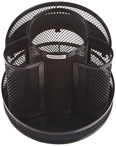 Rolodex Desk Organizer Rotating Office Supply Caddy Mesh Black (6.5" x 6.5" x 6.25") (Pack of 8) - size: 6.5" (Pack of 8)