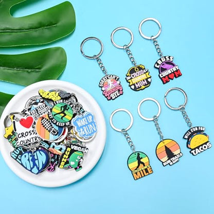Keychains Bulk,Funny Key Chain for Prizes Incentives Holiday Gifts Birthday Party Favors - color: 30pcs Running Keychains