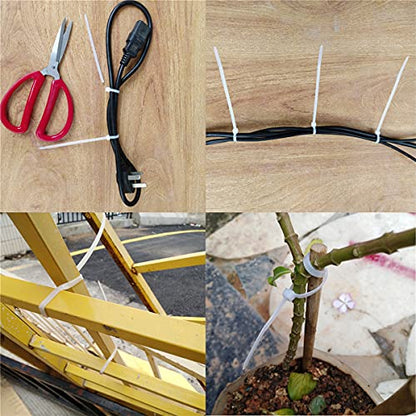 1000 pcs 4 inch Cable Zip Ties Heavy Duty, Premium Plastic Wire Ties with 18 LBS Tensile Strength, UV Resistant Cable Ties, Self-Locking White Nylon Tie Straps - color: White, size: 4 inch ( 3 x 100mm )