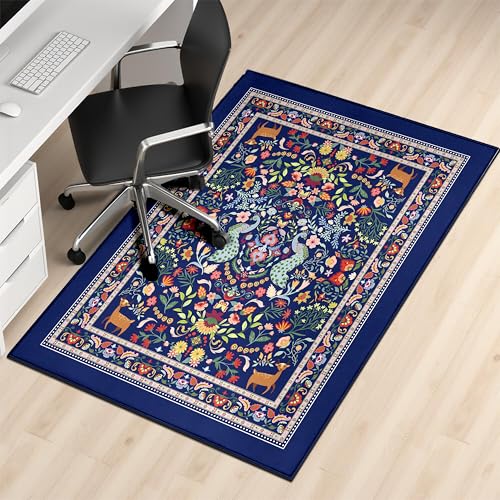 Office Chair Mat,48"x36"Floor Protector,Bohemia Desk Chair Mat,Chair Mat for Hard Wood and Tile Floor Chair mats - color: Dark Blue