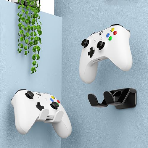 4-Pack Controller Holder Wall Mount, Headset Holder Stand for Xbox Series X/S, PS5, PS4, PC Gaming Stuff Accessories with Stable 3M Adhesive, Strong Adhesive by Screws(Black) - color: Black (4 Pack)