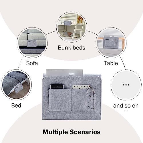 YOUDENOVA Bedside Caddy, Bedside Organizer for Dorm Room, Bunk Bed, Light Grey - color: Light Grey