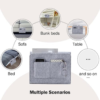 YOUDENOVA Bedside Caddy, Bedside Organizer for Dorm Room, Bunk Bed, Light Grey - color: Light Grey