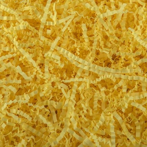 Caleihd Crinkle Cut Paper Grass Cushion Paper Streamer for Christmas Wedding Birthday Bridesmaid Engagement Craft Gift Boxes Bags Filler Decoration 4.5oz Yellow - color: Yellow