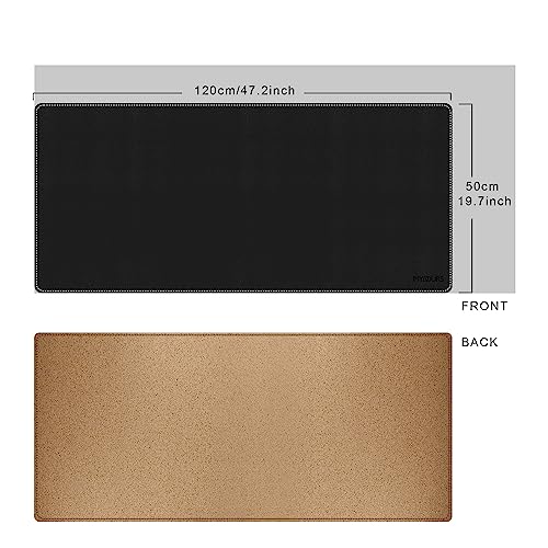 Mydours Extra Large 48" x 20" Desk Mat, Cork & PU Leather Desk Pad XXL, Large Desk Mouse Pad for Workstation, Office and Home, Computer Desk Mat with Keyboard & Mouse (Black) - color: Black, size: 47.2" x 19.7"
