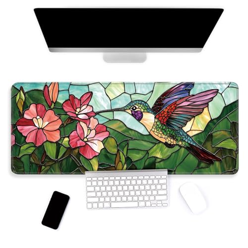 Large Mouse Pad, Big Gaming Mousepad, Desk Mat for Desktop, Thick Non-Slip Waterproof Rubber Base, Mouse Pads for Office, Computer, Keyboard, Laptop 31.5x11.8 in, Hummingbird - color: Hummingbird, size: 31.5" x 11.8"
