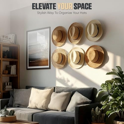 Modern JP Adhesive Hat Hooks for Wall (6-Pack) - Cowboy Hat Rack, Wide Brim Hat Organizer, Strong Hold Hat Hangers for Wall - Clear - color: Clear