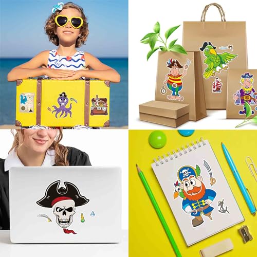 24 Sheets Pirate Stickers for Kids, Make Your Own Pirate Stickers, Make-a-face Stickers, Jolly Roger Stickers, Skull and Crossbones Stickers, Pirate Themed Party Decorations - style: Pirate Theme