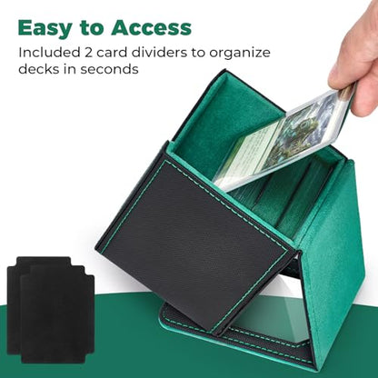 Fabmaker 4 pack Deck Box Compatible with MTG, Display Card Storage Box Holds 100 Double-Sleeved Cards, Trading Card Deck Case Compatible with Magic the Gathering with PU Leather & Magnetic Closure - color: Multicolor