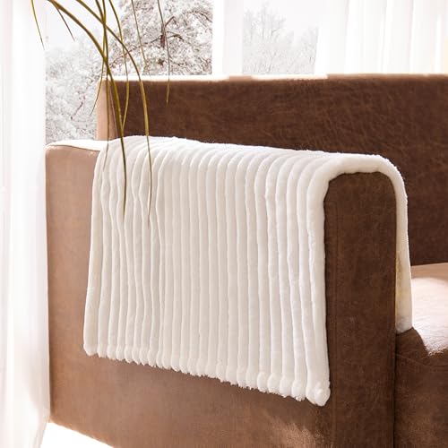 100% Waterproof Couch Arm Covers 2pcs, Fuzzy Chair Arm Covers Thick Soft Recliner Chair Armrest Protectors, Non-Slip Couch Armrest Cover Pet mats for Sofa (White, 22" x 22" 2 Pack) - color: White, size: 22" x 22" 2 Pack