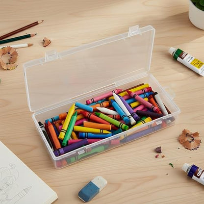 6 Pack Clear Plastic Storage Boxes with Hinged Lids, 6x2.6x1.2 Inches Long Rectangular Organizer for Diamond Art Accessories, Beads, Crafts