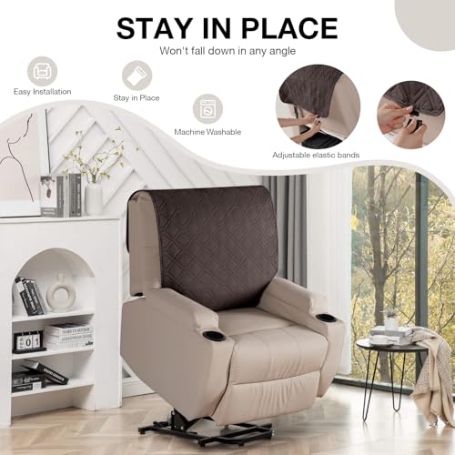 VANSOFY Recliner Chair Covers 100% Waterproof Backrest Cover Reclining Cover Non-Slip Dog Chair Cover Furniture Protector Washable Slipcover Elastic Straps for Pets, Dogs(Chocolate) - color: Chocolate
