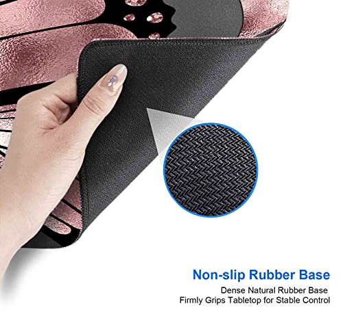 IMAYONDIA Gaming Mouse Pad for Women, Large Non-Slip Rubber Base Mousepad with Stitched Edges, Keyboard Mouse Mat Desk Pad for Work, Game, Office, 31.5x11.8 Inch - Rose Gold Glitter Foil Butterfly - color: Rose Gold Butterfly