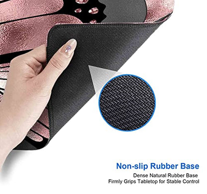 IMAYONDIA Gaming Mouse Pad for Women, Large Non-Slip Rubber Base Mousepad with Stitched Edges, Keyboard Mouse Mat Desk Pad for Work, Game, Office, 31.5x11.8 Inch - Rose Gold Glitter Foil Butterfly - color: Rose Gold Butterfly