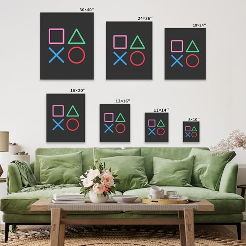 Poster Master 2-Piece Gaming Canvas - Eat Sleep Game Repeat Print - Geeky Art - Gamer Gift - Great Game Room, Man Cave or Boy's Bedroom Wall Decor - Available in 8x10 to 30x40 - color: Style-07