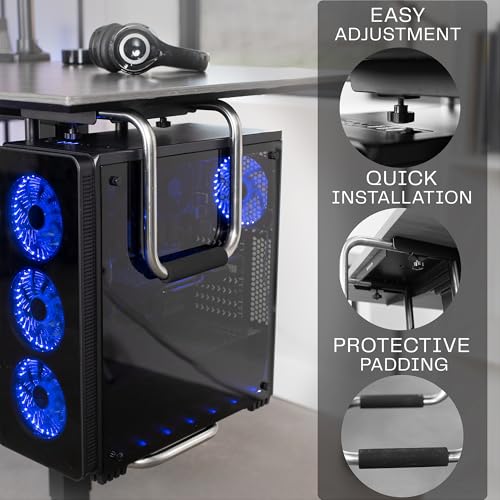 VIVO Heavy Duty Adjustable Under-Desk PC Mount, Computer CPU Holder, Supports up to 66 lbs, MOUNT-PC04A - size: Large
