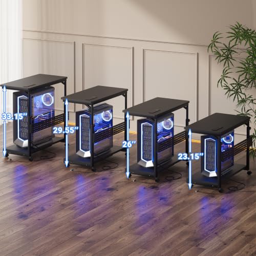 Besiost Computer Tower Stand with Outlets, PC Stand for Floor - size: 32"