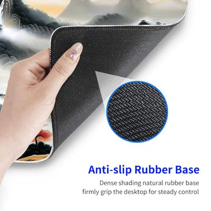 Large Gaming Mouse pad,Chinese Sun Mountain Tower Garden Fashion Anti Slip Rubber Base Mouse pad, Suitable for Computer, Laptop, Office Desk Accessories - color: Chinese Sun Mountain Tower Garden Fashion