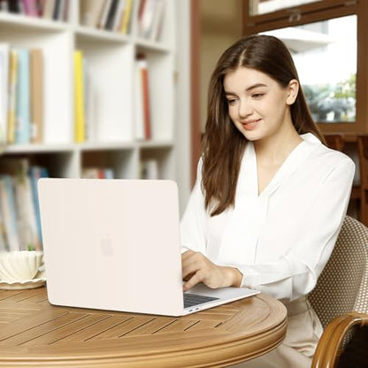MOSISO Compatible with MacBook Air 13 inch Case M1 2021 2020 2019 2018 Release A2337 A2179 A1932 Touch ID, Plastic Hard Shell Cover&Keyboard Cover for MacBook Air 13.3 inch Case M1, Beige - color: Beige