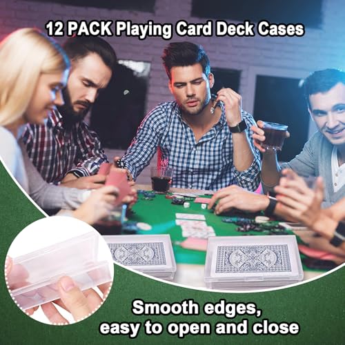 12 Pack Playing Card Case,Empty Plastic Trading Card Storage Box,Snaps Closed Clear Card Case,Playing Card Box Holder for Gaming,Bank Business Cards(NO Cards)