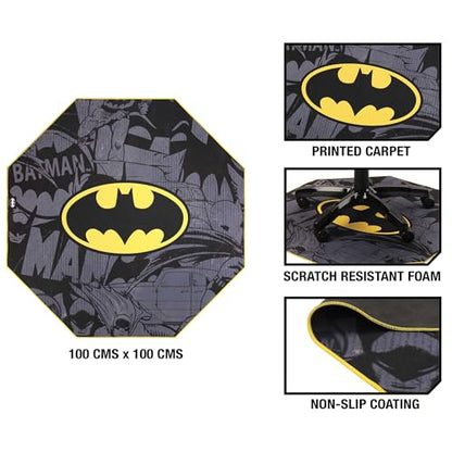 SUBSONIC DC Comics Batman - Non-Slip Gamer Floor Mat for Gaming Chairs and Office Chairs - 39' x 39'