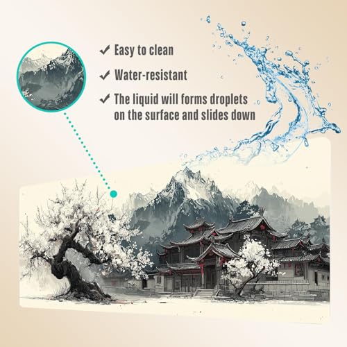 Extended Gaming Mouse Pad, Large Mouse Mat 3 mm Nature Rubber Base Mousepad with Stitched Edges, Non-Slip Desk Mat for Office Home Great Gift 31.5x11.8 Inch (Japanese Ink 4) - color: Japanese Ink 4