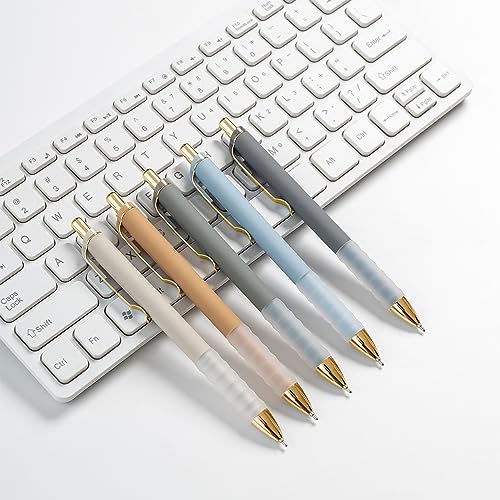 Linbsunne Ballpoint Pens Black Medium Point 1mm Pen with Super Soft Grip Ball Point Pen for Men Women Retractable Pens (gold-12 pcs) - color: gold-12 pcs