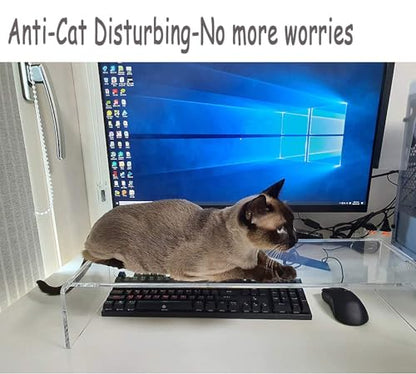 Clear Acrylic Keyboard Cover Protector Anti-Cat,2 in 1 Keyboard Bridge Protector and Monitor Stand