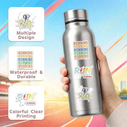 DETICKERS Running Stickers for Runners Athletes Water Bottles 50 PCS Waterproof Vinyl Sports Stickers Gifts - style: Running