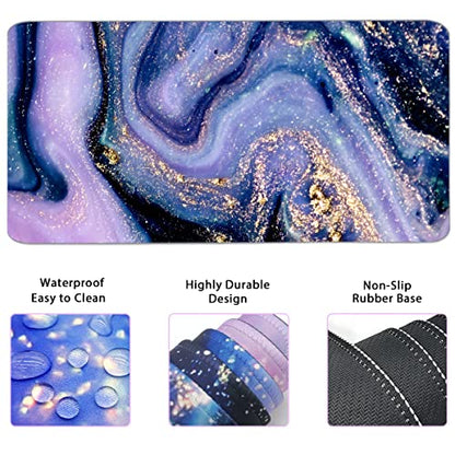 4-in-1 Large Gaming Mouse Pad and Keyboard Wrist Rest, Desk Pad for Keyboard and Mouse, Non-Slip Desk Mat for Home Office Study Game-Purple Marble - color: Purple Marble
