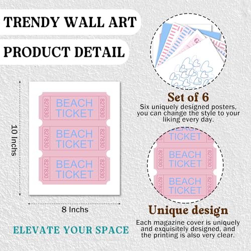 Isfvqyub Preppy Coastal Blue And White Beach Wall Art, Aesthetic Ocean Seashell Poster For Girl Boy, Trendy Beachy Lucky We Are Wall Decor For Bedroom Dorm College Apartment, Set Of 6 -A06 - size: Coastal