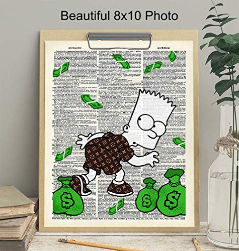 Graffiti Wall Art of Louis Vuitton - Bart Simpson Poster - Banksy Wall Artwork Set - LV Decor - Money Decorations Decor - Urban Decoration - Funny Street Art Mural for Alec Fans