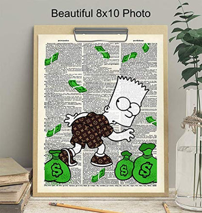 Graffiti Wall Art of Louis Vuitton - Bart Simpson Poster - Banksy Wall Artwork Set - LV Decor - Money Decorations Decor - Urban Decoration - Funny Street Art Mural for Alec Fans