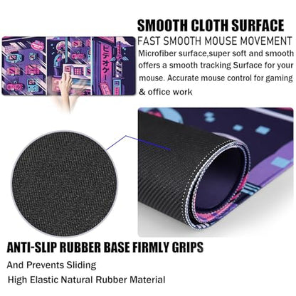 Japanese Comic Large Gaming Mouse Pad with Stitched Edges, Durable Non-Slip Natural Rubber Base, (31.5X15.7 Inch) Waterproof Laptop Pad Mat for Esports Pros/Gamer/Desktop/Office/Home - color: Comic