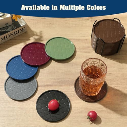 Coasters,Drink Coasters Set of 8 with Holder (Navy Blue, 12pcs) - color: Navy Blue, size: 12 pcs