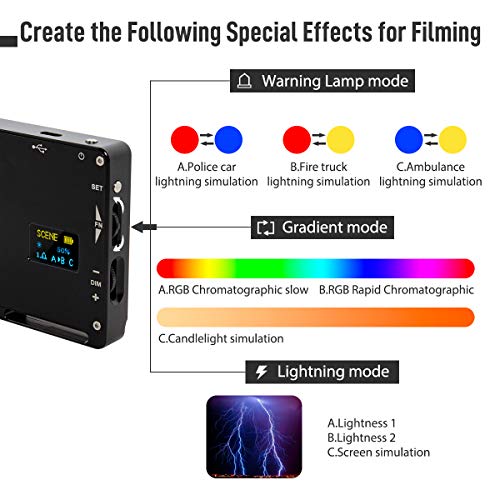 Moman Portable LED Video Light, Aluminum Alloy On-Camera Light, Built-in Battery & USB-C Charging, 2500K-8500K RGB Dimmable, CRI 96+ Photography Fill Light with 1/4" Screw for DSLR, Vlog, YouTube - size: ML9R without diffuser