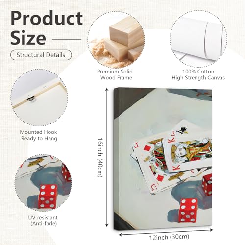 Trendy Bar Cart Wall Art Retro Dice Poker Canvas Wall Decor Preppy Aesthetic Poster Y2k Aperol Spritz Prints Playing Card Pictures for Living Room Apartment Dorm 12x16 Inch Ready to Hang Set of 3 - color: Dice Prints, size: 12x16 Inch Wrapped Canvas