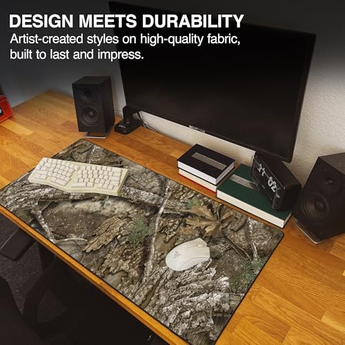 MPCO. Real Tree Large Gaming Desk Pad - 36" x 17" Duraglyde Fabric APX – Without Logo Desk Mats - Non-Slip, Washable, Smooth Glide for Precision Gaming & Work - color: Duraglyde Apx – Without Logo