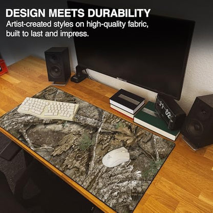 MPCO. Real Tree Large Gaming Desk Pad - 36" x 17" Duraglyde Fabric APX – Without Logo Desk Mats - Non-Slip, Washable, Smooth Glide for Precision Gaming & Work - color: Duraglyde Apx – Without Logo