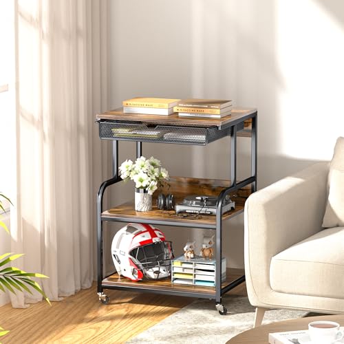 Large Printer Stand with Storage Shelf, Industrial Rolling Printer Cart Holder with Lockable Wheels, 5-Adjustable Heights, 3D Scanner Fax Printer Table for Home Office Use - size: Medium