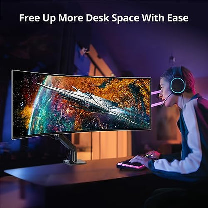AVLT Single Monitor Arm Desk Mount for 34 to 57 in Screens – Black | – Fits One 44 lb Heavy Duty Monitor – Full Motion Height, Swivel, Tilt, Rotation – VESA 200x200, 200x100, 100x100, 75x75 - color: Black-34 to 57 Inch