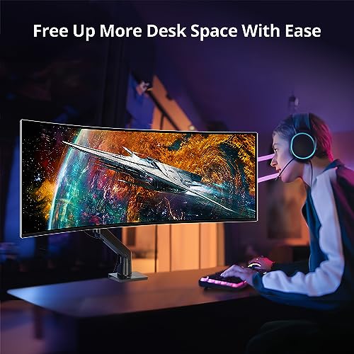 AVLT Single Monitor Arm Desk Mount for 34 to 57 in Screens – Black | – Fits One 44 lb Heavy Duty Monitor – Full Motion Height, Swivel, Tilt, Rotation – VESA 200x200, 200x100, 100x100, 75x75 - color: Black-34 to 57 Inch