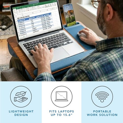 LAPGEAR Home Office Pro Lap Desk with Wrist Rest, Mouse Pad, and Phone Holder - Espresso Blue - Fits up to 15.6 Inch Laptops - Style No. 91622 - color: Espresso Blue, size: Home Office Pro W/Wrist Rest