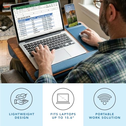 LAPGEAR Home Office Pro Lap Desk with Wrist Rest, Mouse Pad, and Phone Holder - Espresso Blue - Fits up to 15.6 Inch Laptops - Style No. 91622 - color: Espresso Blue, size: Home Office Pro W/Wrist Rest