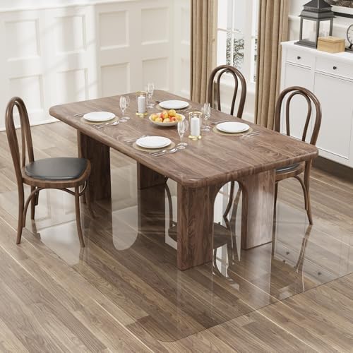 5'×7' Crystal Transparent Floor Mat for Under Dining Room Table, No Scratch Durable Plastic Area Rug for Kitchen, Waterproof Easy Flat Floor Protector for High Traffic Area - color: Crystal Transparent, size: 5' x 7' (Rectangular)