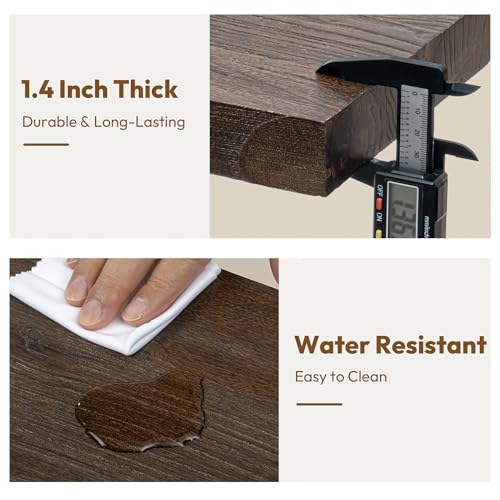 Flat Edge Elm Wood Floating Shelf with Invisible Bracket 55”American Walnut - color: American Walnut, size: 55”,set of 1