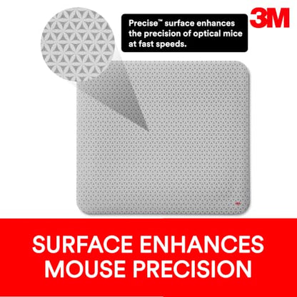 3M Precise Mouse Pad Enhances the Precision of Optical Mice at Fast Speeds, Easy to Clean, Stays in Place, 9 in x 8 in (MP114-BSD1) - size: 8L x 9W inches