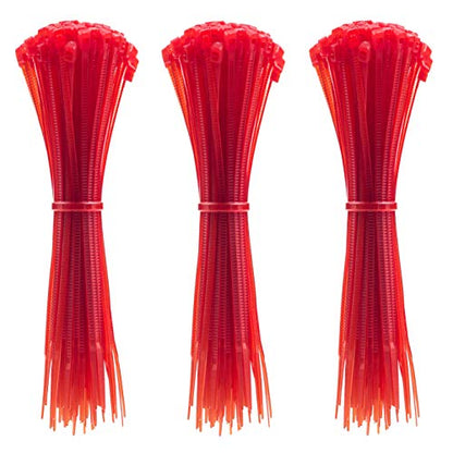 4 Inch Zip Ties (Tying Length 2.8"), 300pcs Nylon Cable Ties RED - color: Red 300pcs, size: 4 inch