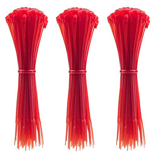 4 Inch Zip Ties (Tying Length 2.8"), 300pcs Nylon Cable Ties RED - color: Red 300pcs, size: 4 inch